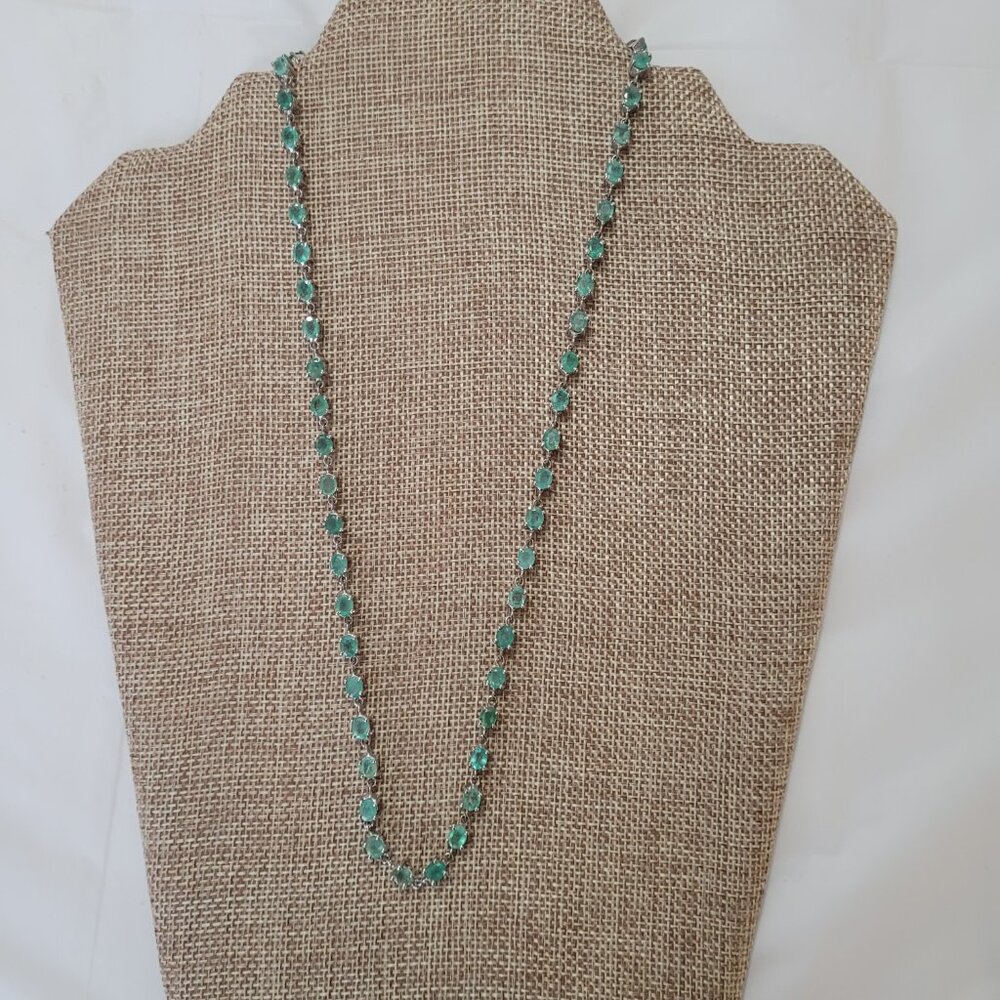 NFS Emerald Necklace 53 Natural Stones 12ct May Birthstone 20" Sterling - Picture 8 of 15